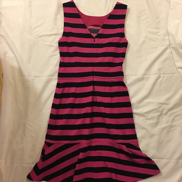 Banana Republic Pink and Navy Flounce dress EUC - Picture 4 of 7